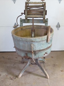 Antique wooden washing machine and ringer