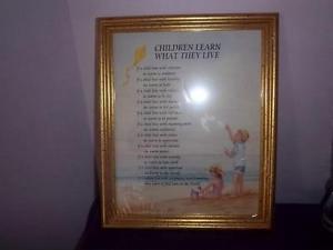 "Children learn what they live" framed verse