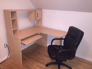 Corner desk with leather desk chair