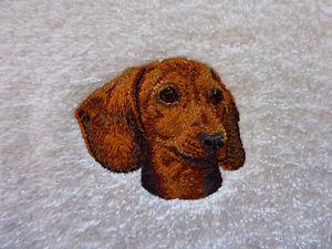 Dachshund embroidered hand towel