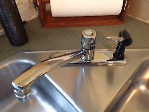 Double corner Kitchen sink with Moen faucet