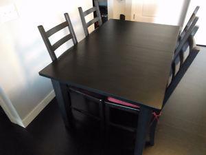 Extendable Dining Table Set + 4 chairs (brown-black),