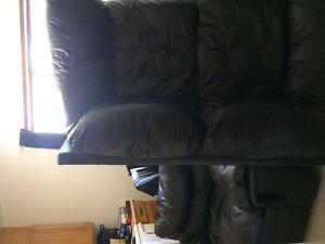 Italian leather loveseat and chair