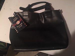 Leather Purse/Tote (Blk & Red)