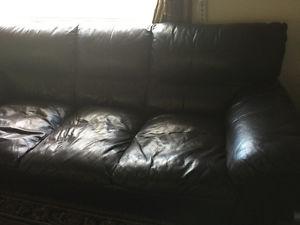 Leather couch and ottaman