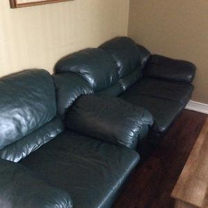 Leather love seat and chair