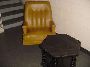 Leather recliner and small table