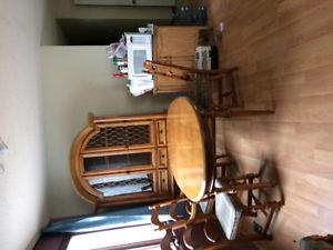 Oak China cabinet oak table and chairs