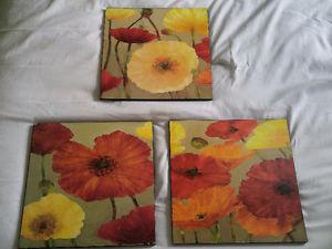 Set of 3 Flower Pictures