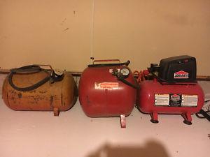 Two portable air pigs, 1 compressor