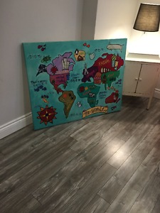 $ print of world map 3 x 4 feet