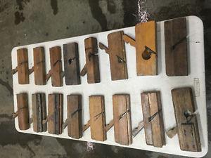 16 Antique Carpenter Wood Planes Moulding Planes
