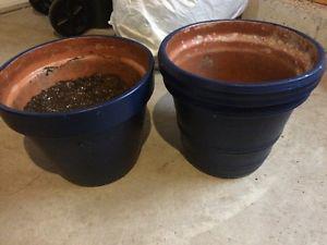 2 Large Clay Planters