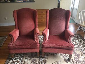 Antique wing backed chairs