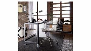 Black industrial style rolling desk