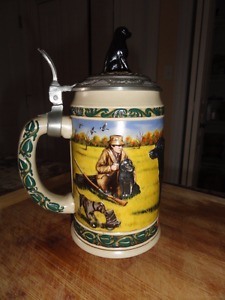 Budweiser  Hunters Companion Beer Stein Pewter Lid