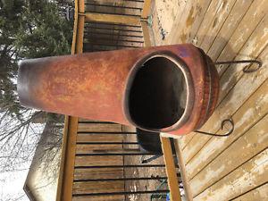 Clay fire pit with stand