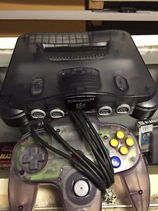 Clear n64 with atomic purple controller