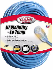 Coleman Cable 100-Foot Hi-Visibility/Low-Temperature Outdoor