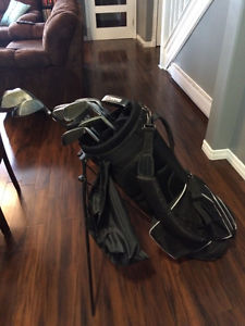 Gold clubs and bag