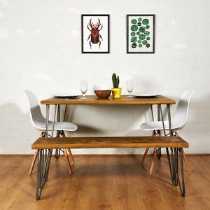 Hairpin leg table and bench