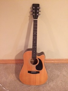 Hondo acoustic guitar with lined case