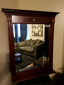 Large Cherry Wood Mirror with shelf