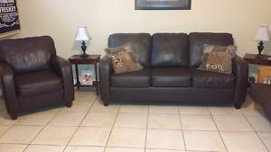Leather sofa and chair canadian made $ 600