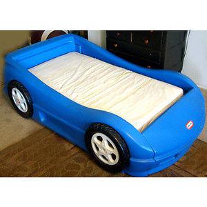 Little Tikes blue race car bed for toddlers