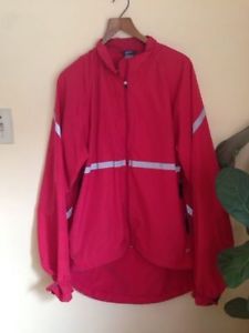 Men's red running/cycling jacket from MEC - large, $75