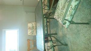 Patio Set with Table and 6 Chairs with floral cushion,