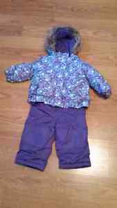 Purple and blue snow suit