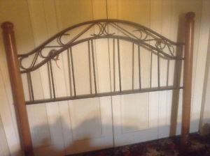 ROD IRON/WOOD HEADBOARD FOR DOUBLE BED - GREAT CONDITION