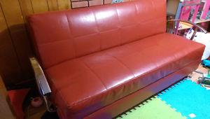 Red Davenport/futonish couch