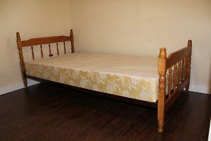Single bed metal frame,spring box & wooden head board for