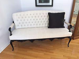 White fabric antique look love seat