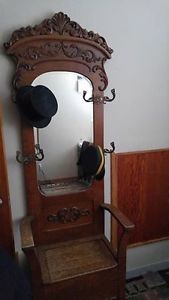 antique seat with mirror