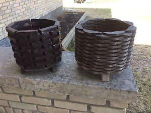 2 HOMEMADE WOODEN PLANTERS