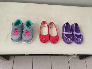 3 Pairs of Toddler Girl Shoes - size 7