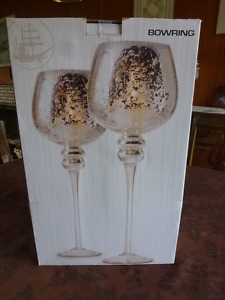 BOWRING 2 PEDISTAL CANDLE HOLDERS