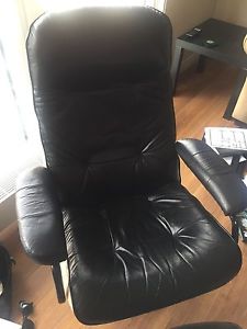 Black Faux Leather Chair & Footstool