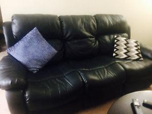 Bondad leather Reclinar couch, table and bbq machine and