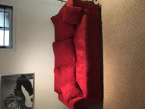 CHEAP Red couch with cushions