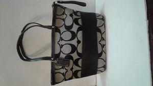 COACH F Signature Handbag Purse Black Stripe