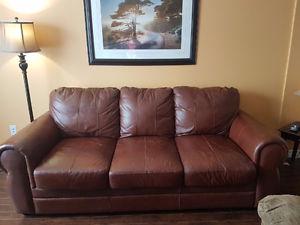 Caramel Brown Leather Couch