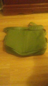 Green leather laptop bag