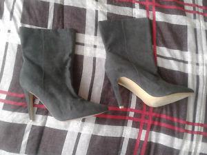 Grey Suede Size 9 High Heel Ankle Bootie - BRAND NEW