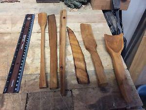 Hand made Wooden utensils, end table stumps, and cutting