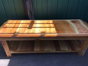 Handcrafted cedar coffee table