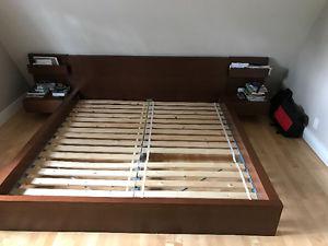 IKEA MALM BED FRAME WITH SIDE TABLES